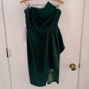 Luxedo Cocktail Confidence dark emerald green strapless bodycon midi dress Sz M